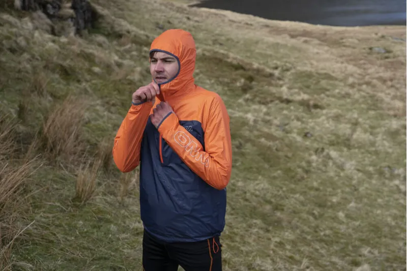 OMM Halo Smock Men's Waterproof Running Jacket in Navy/Orange-5