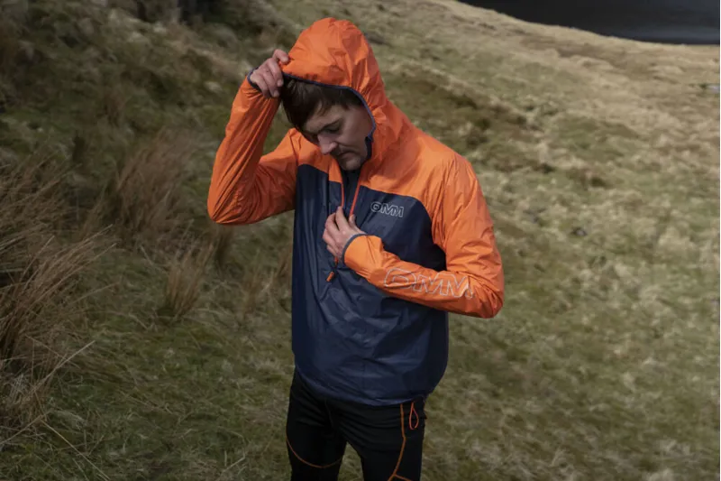 OMM Halo Smock Men's Waterproof Running Jacket in Navy/Orange-4