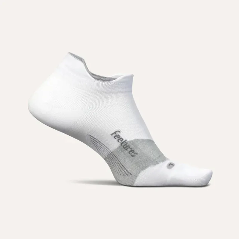 Feetures Elite Ultra Light No Show Tab Running Socks in White 