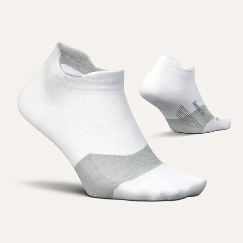 Feetures Elite Ultra Light No Show Tab Running Socks in White -1
