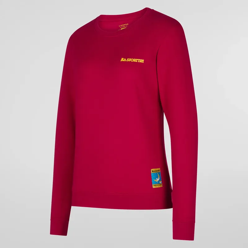 La Sportiva Women's Climbing On The Moon Sweatshirt in Fucsia/Giallo