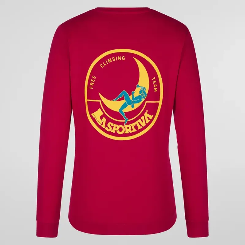 La Sportiva Women's Climbing On The Moon Sweatshirt in Fucsia/Giallo-1