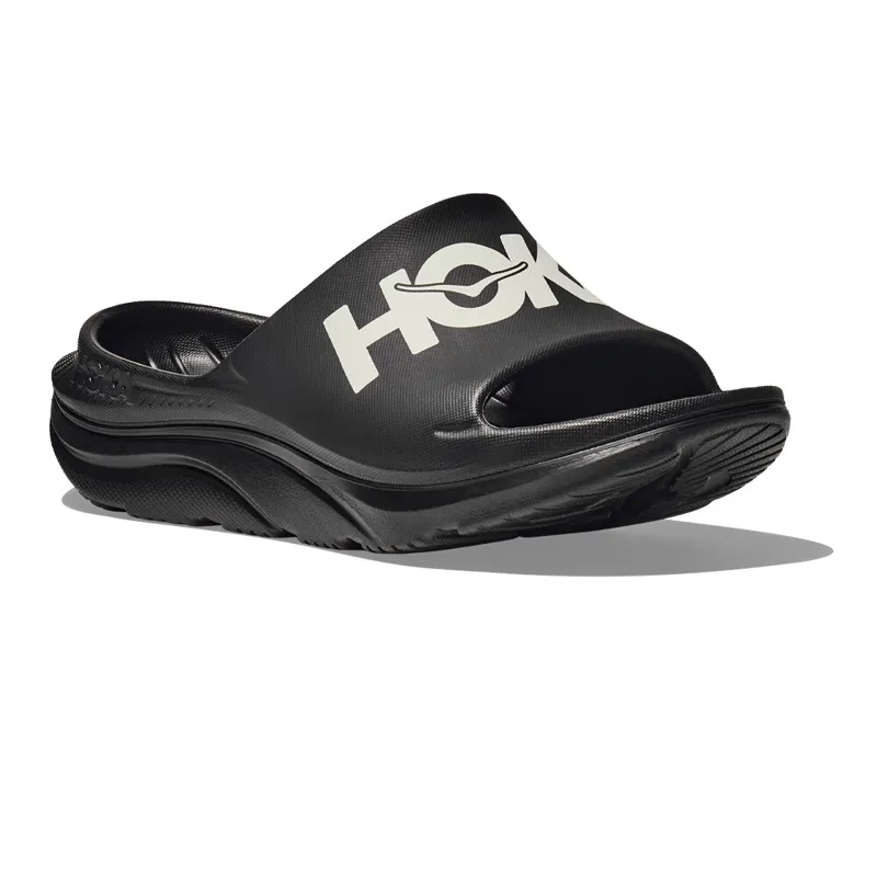 HOKA Ora Athletic Slide Unisex Recovery Slider in Black/White-2