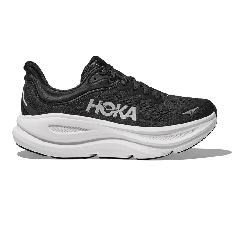 HOKA Bondi 9 WIDE Men's Road Running Shoe in Black/White