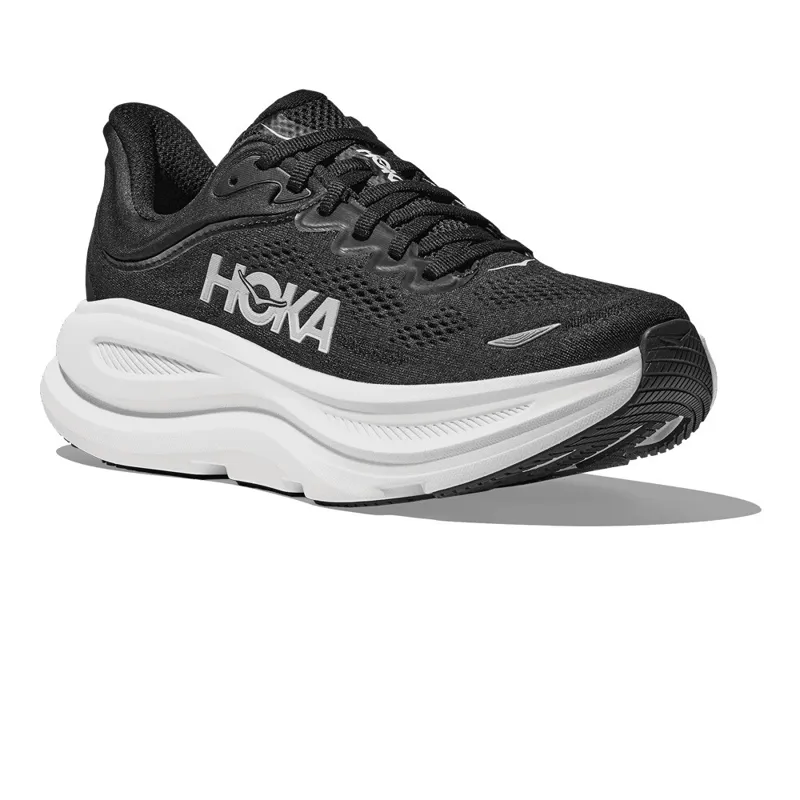 HOKA Bondi 9 WIDE Men's Road Running Shoe in Black/White-4