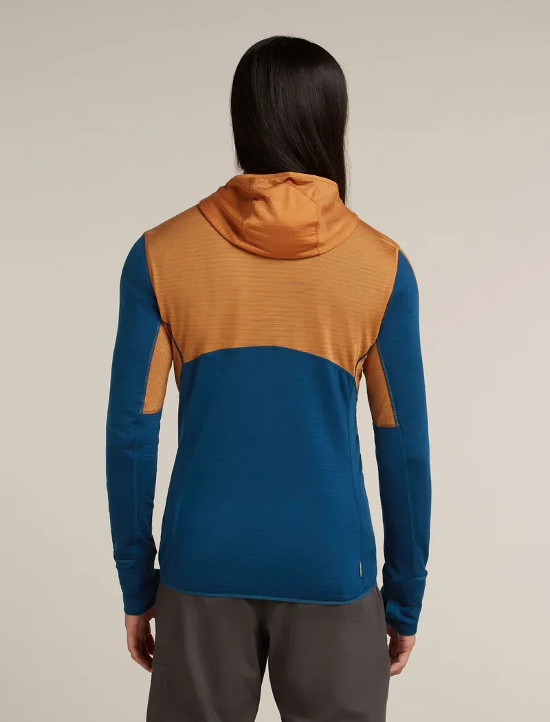 Icebreaker Merino Blend 200 Realfleece Descender Men's Long Sleeve Zip Hoodie in Trail/Atlantis-1