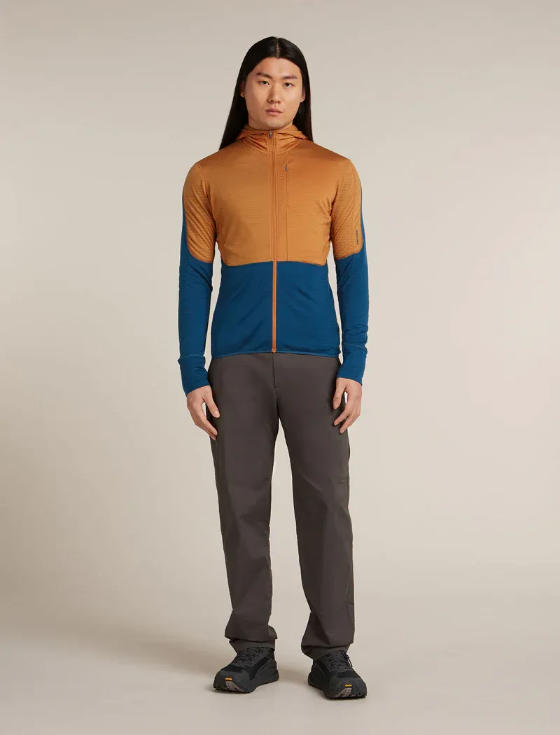 Icebreaker Merino Blend 200 Realfleece Descender Men's Long Sleeve Zip Hoodie in Trail/Atlantis-2