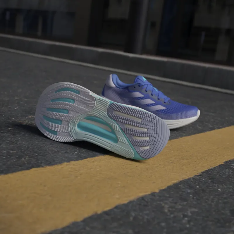 adidas Supernova Solution Women's Road Running Shoe in Lucid Blue/Purple Tint/Flash Aqua-9