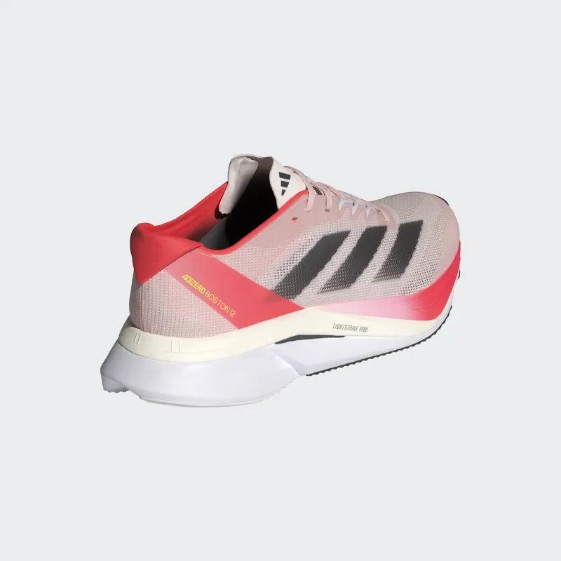 adidas Adizero Boston 12 Women's Road Running Shoe in Sandy Pink/Aurora Met/Solar Red-4