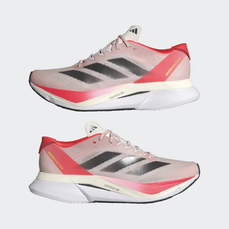adidas Adizero Boston 12 Women's Road Running Shoe in Sandy Pink/Aurora Met/Solar Red-6