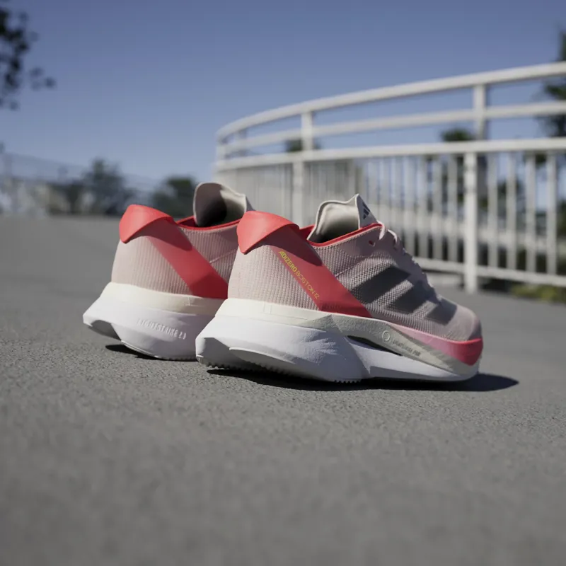 adidas Adizero Boston 12 Women's Road Running Shoe in Sandy Pink/Aurora Met/Solar Red-10