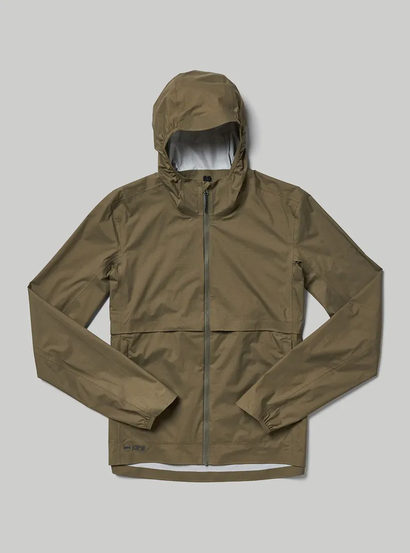 Janji Rainrunner Men's Lightweight Waterproof Pack Jacket in Conifer