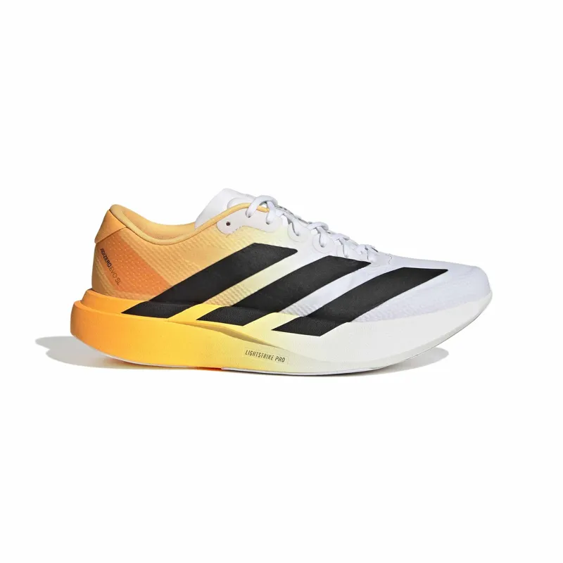 Adidas Adizero Evo SL Woven Men's Road Running Shoe in Crystal White/Lucid Tangerine
