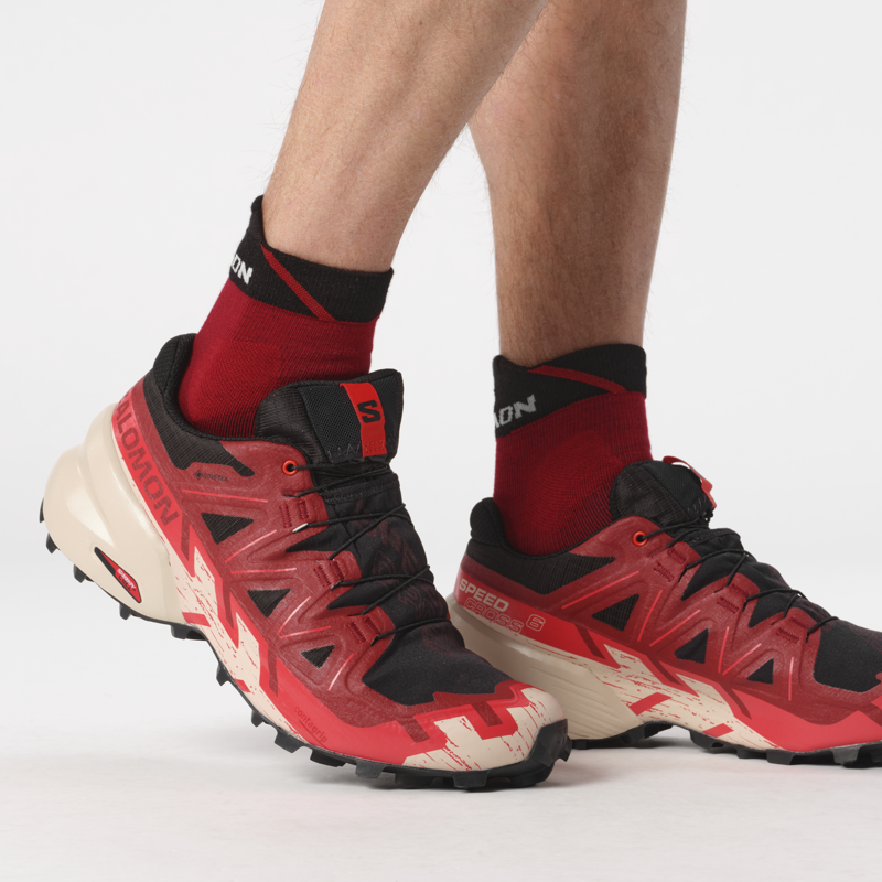 Salomon Speedcross 6 GTX Men's Trail Running Shoe in Black/Red Dahlia/Poppy Red-6