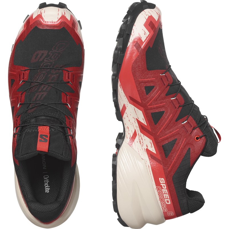 Salomon Speedcross 6 GTX Men's Trail Running Shoe in Black/Red Dahlia/Poppy Red-5