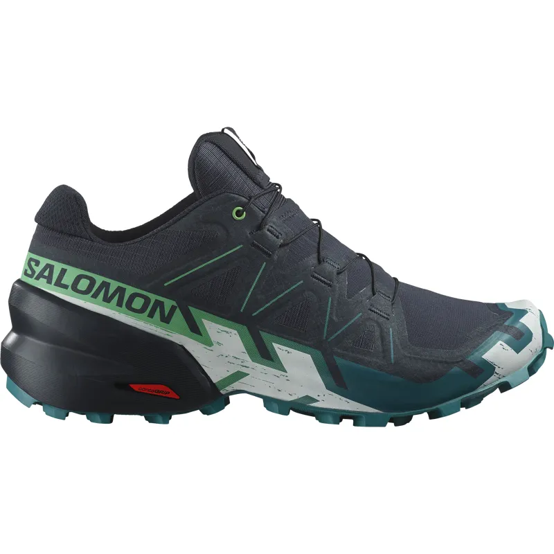 Salomon Speedcross 6 Men's Trail Running Shoe in Carbon/Tahitian Tide/White