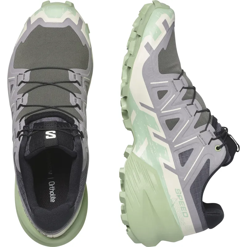 Salomon Speedcross 6 Women's Trail Running Shoe in Castlerock/Vanilla Ice/Smoke Green-2