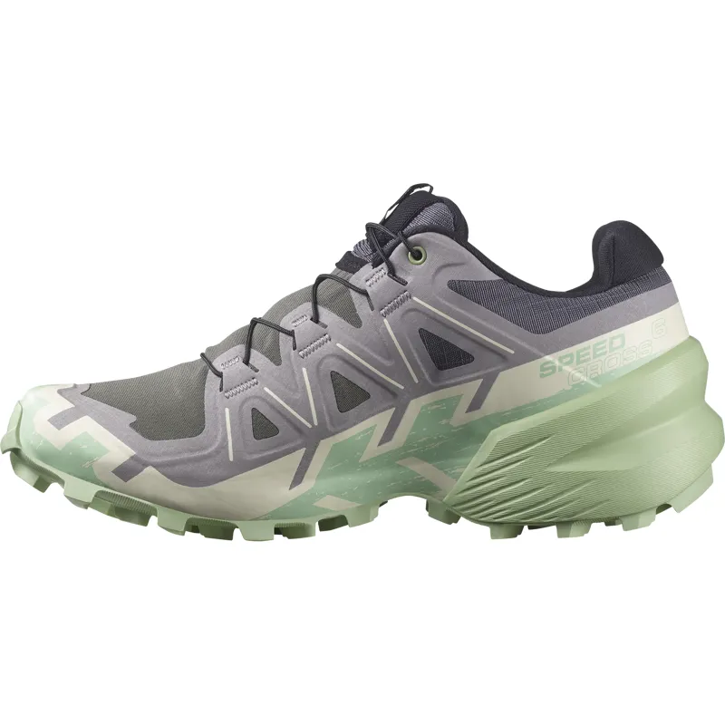 Salomon Speedcross 6 Women's Trail Running Shoe in Castlerock/Vanilla Ice/Smoke Green-3