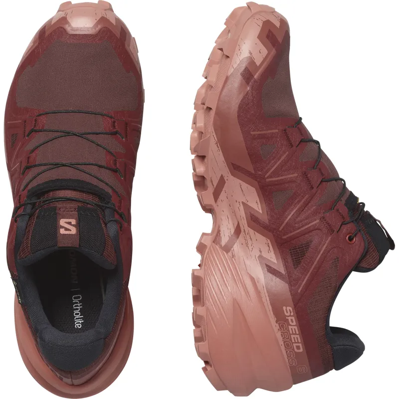 Salomon Speedcross 6 GTX Women's Trail Running Shoe in Rum Raisin/Barn Red/Canyon Clay-2
