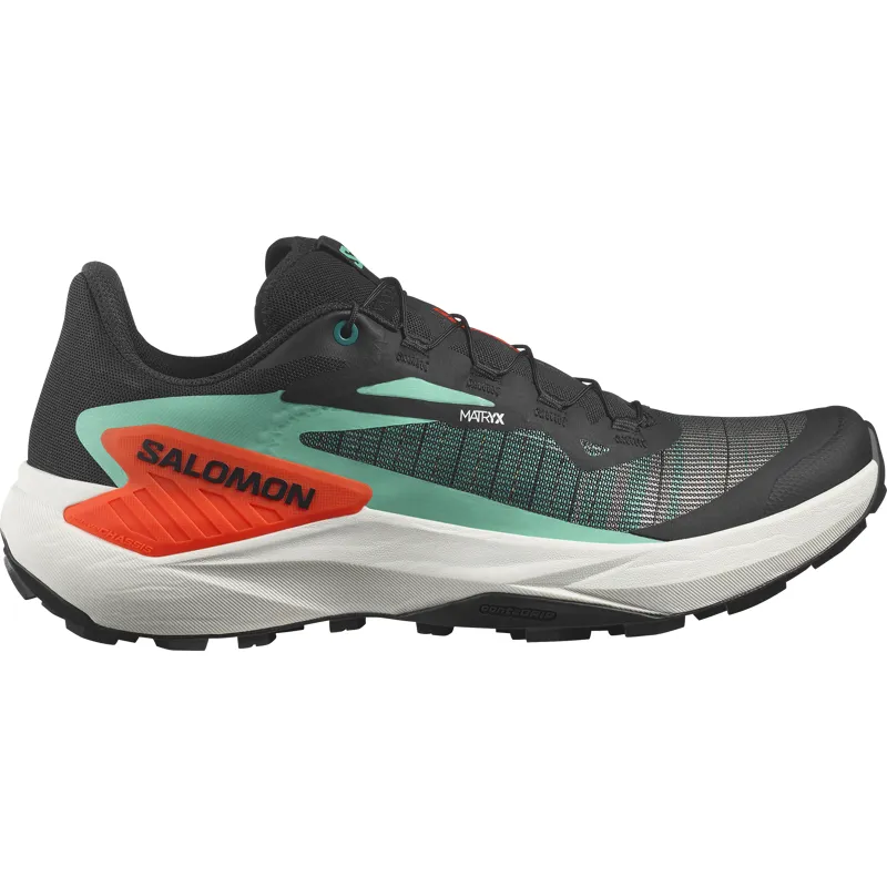 Salomon Genesis Men's Trail Running Shoe in Black/Electric Green/Cherry Tomato