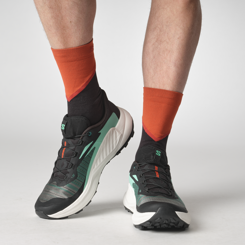 Salomon Genesis Men's Trail Running Shoe in Black/Electric Green/Cherry Tomato-5