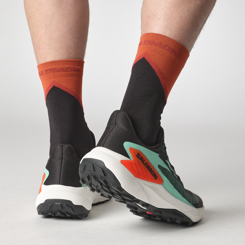 Salomon Genesis Men's Trail Running Shoe in Black/Electric Green/Cherry Tomato-6