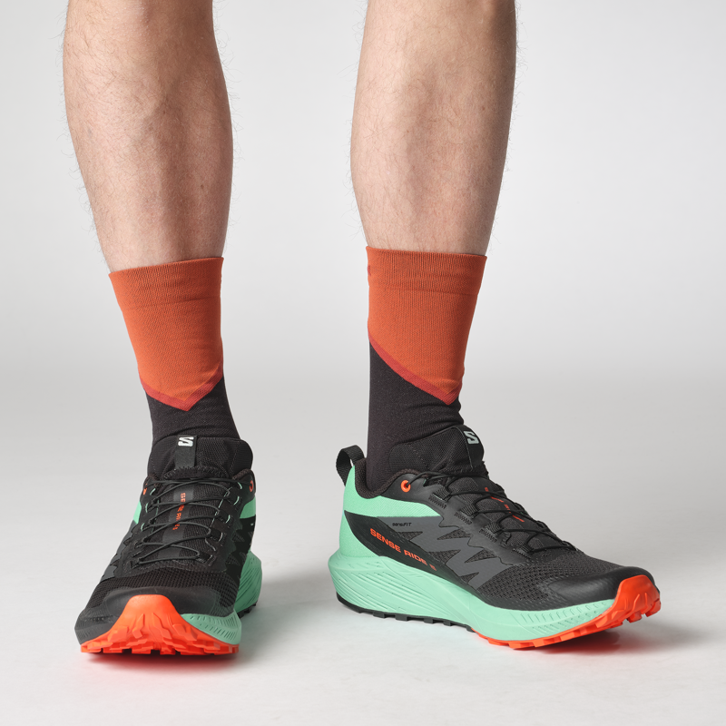 Salomon Sense Ride 5 Men's Trail Running Shoe in Black/Bay/Cherry Tomato-6