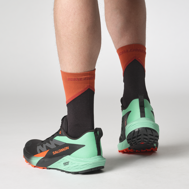 Salomon Sense Ride 5 Men's Trail Running Shoe in Black/Bay/Cherry Tomato-7