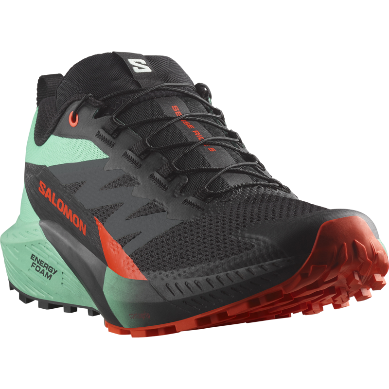 Salomon Sense Ride 5 Men's Trail Running Shoe in Black/Bay/Cherry Tomato-5