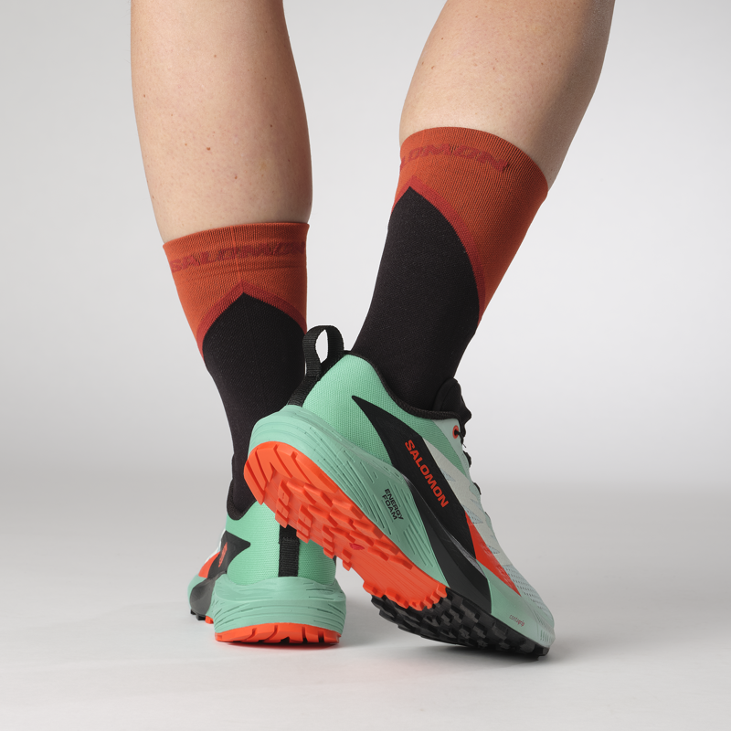 Salomon Sense Ride 5 Women's Trail Running Shoe in Bay/Black/Cherry Tomato-7