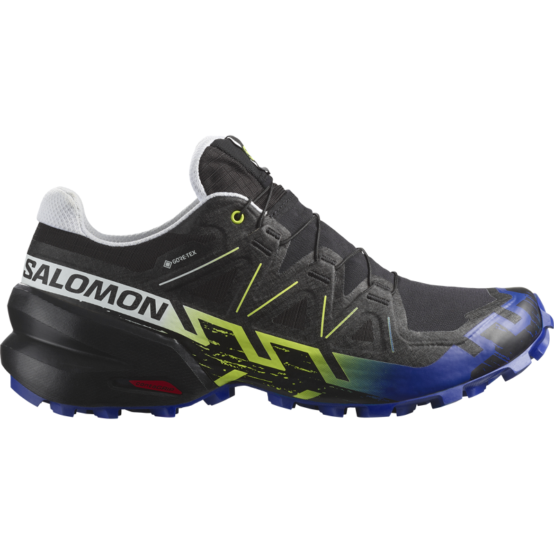 Salomon Speedcross 6 GTX Fan Fire  Men's Trail Running Shoe in Black / Surf The Web / Safety Yellow