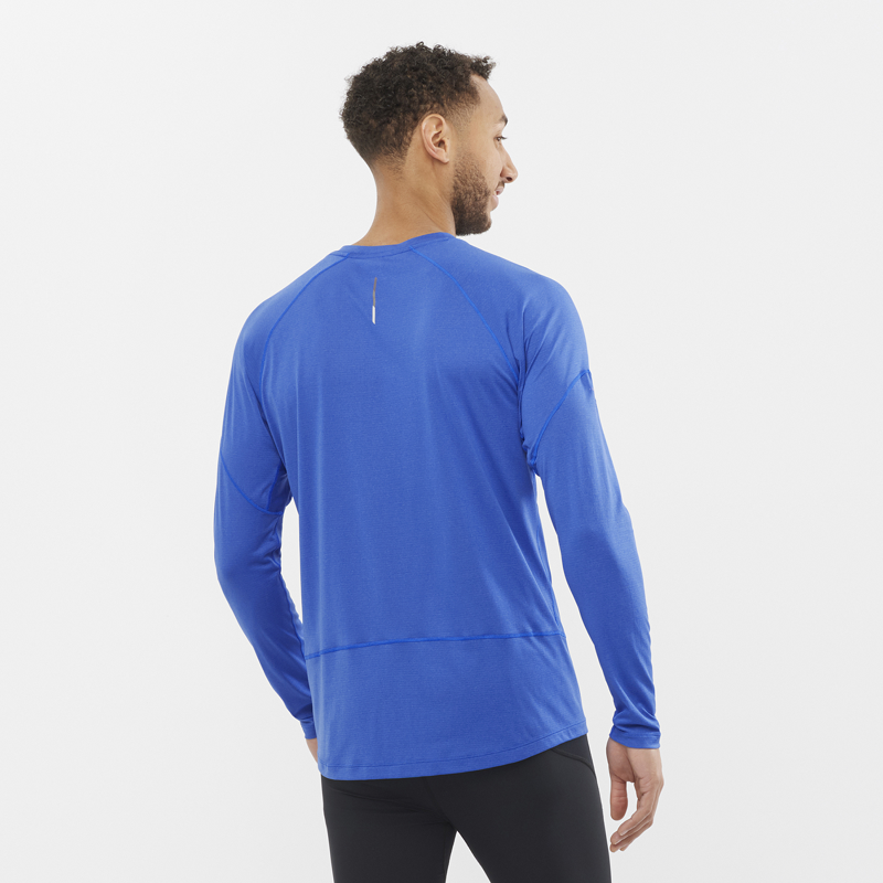 Salomon Cross Run LS Men's Running T-Shirt in Nautical Blue-3