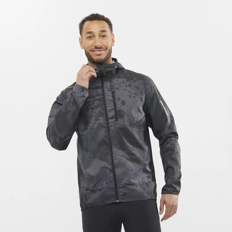 Salomon Bonatti Cross Wind Men's Running Windshirt in Deep Black/AO/Periscope-1