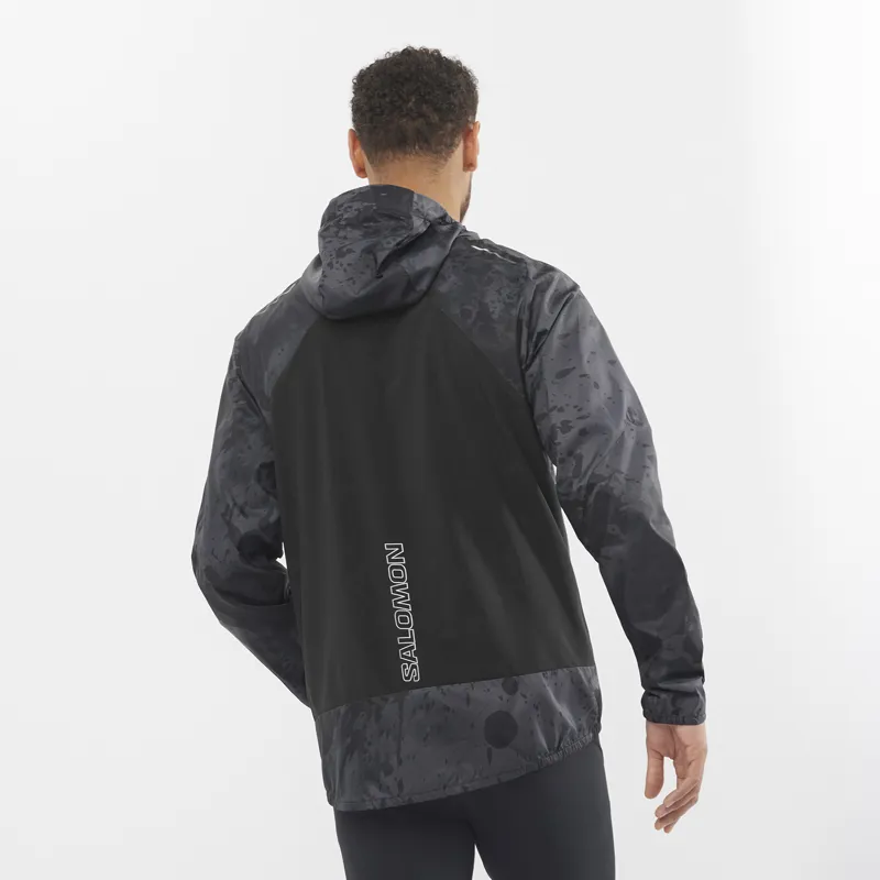 Salomon Bonatti Cross Wind Men's Running Windshirt in Deep Black/AO/Periscope-2