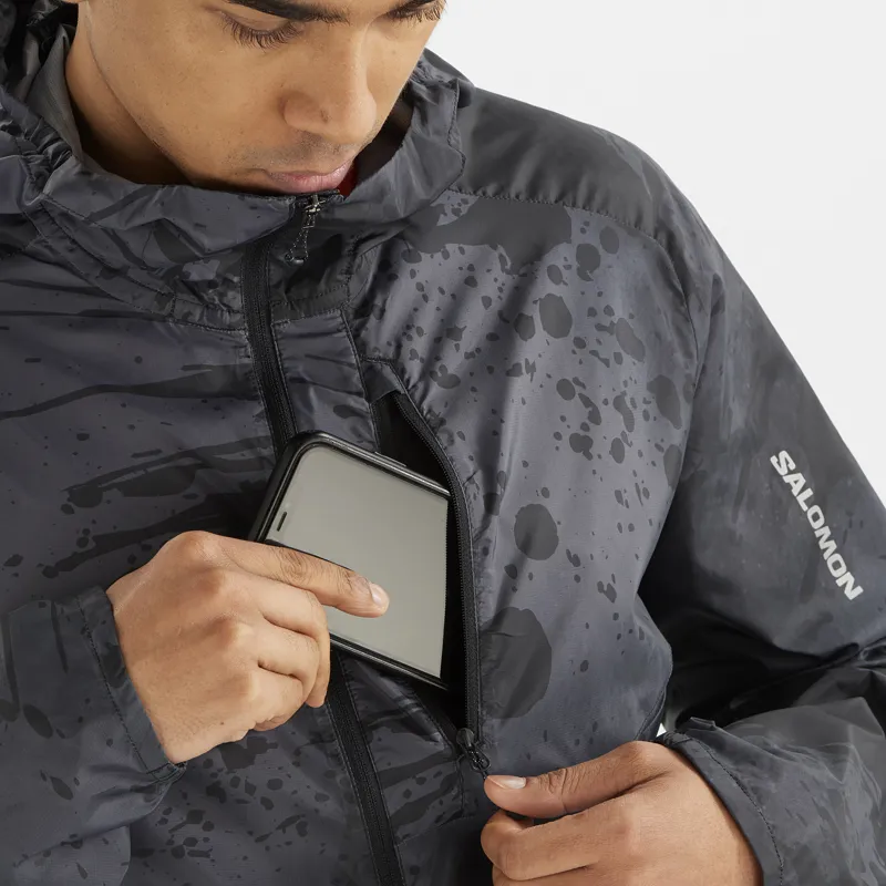 Salomon Bonatti Cross Wind Men's Running Windshirt in Deep Black/AO/Periscope-5