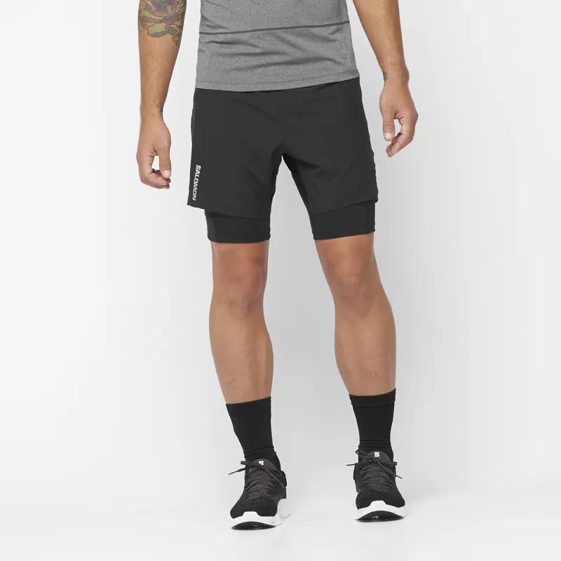 Salomon Cross Twinskin Men's Running Short in Deep Black-2