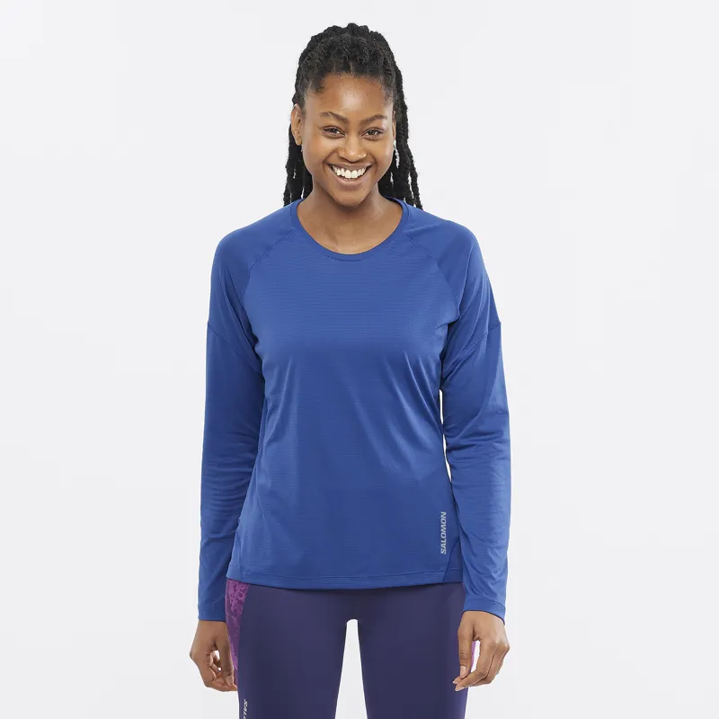 Salomon Cross Run LS Women s Running T Shirt Navy Peony