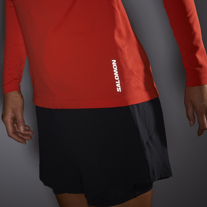 Salomon Sense Aero LS Tee Women's Running Top in Fiery Red-5