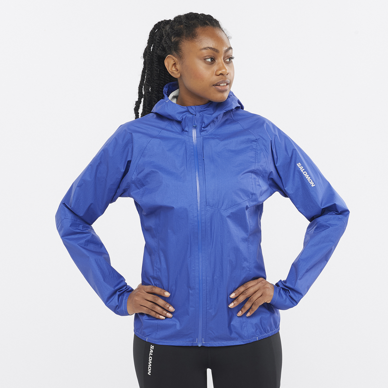 Salomon Bonatti Waterproof Women's Running Jacket in Nautical Blue-2