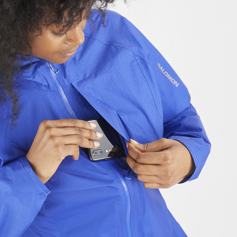 Salomon Bonatti Waterproof Women's Running Jacket in Nautical Blue-7