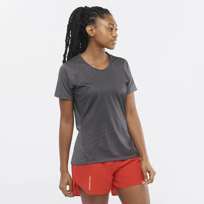 Salomon Sense Aero SS Tee Women's Running T-Shirt in Periscope/Deep Black-2