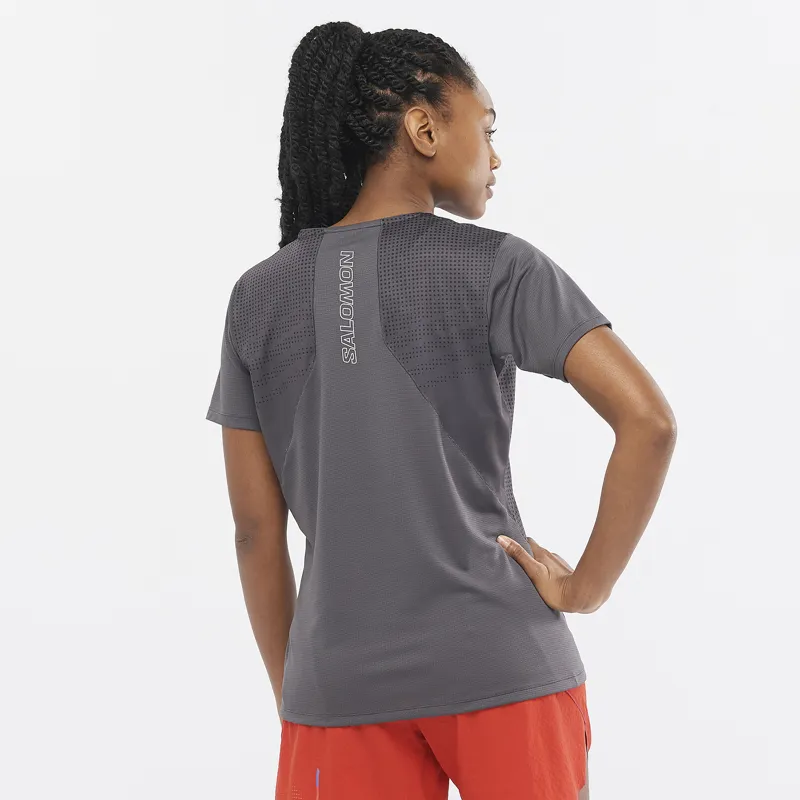 Salomon Sense Aero SS Tee Women's Running T-Shirt in Periscope/Deep Black-3