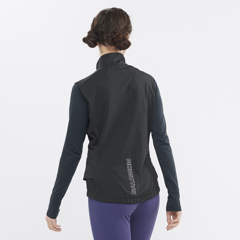 Salomon Women's Light Shell Vest Jacket in Deep Black-3