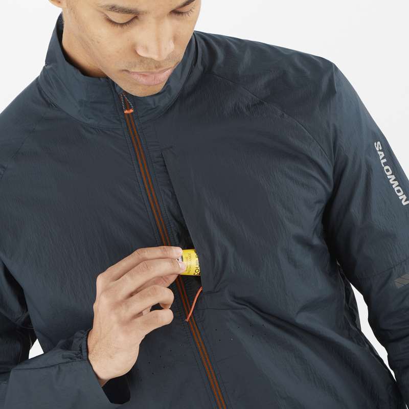 Salomon Sense Flow Jacket Men's Running Windproof in Carbon-4