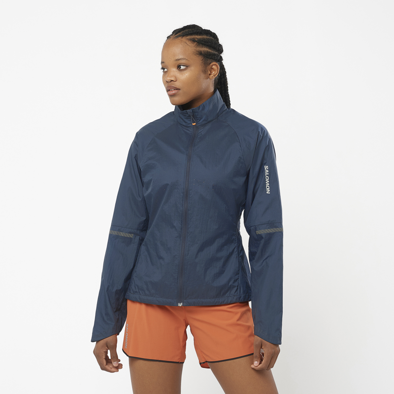 Salomon Sense Flow Jacket Women's Running Windproof in Carbon-1