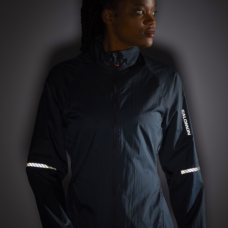 Salomon Sense Flow Jacket Women's Running Windproof in Carbon-8