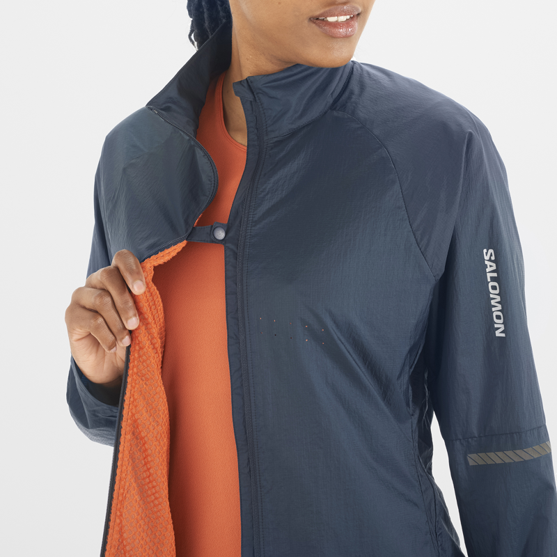 Salomon Sense Flow Jacket Women's Running Windproof in Carbon-6