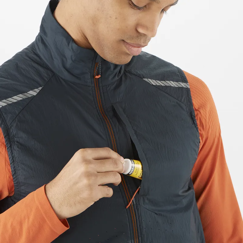 Salomon Sense Flow Vest Men's Windproof Running Gilet in Carbon-6