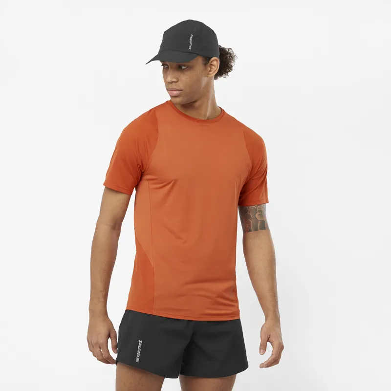 Salomon Sense Aero SS Tee Men's Running T-Shirt in Burnt Orange-3