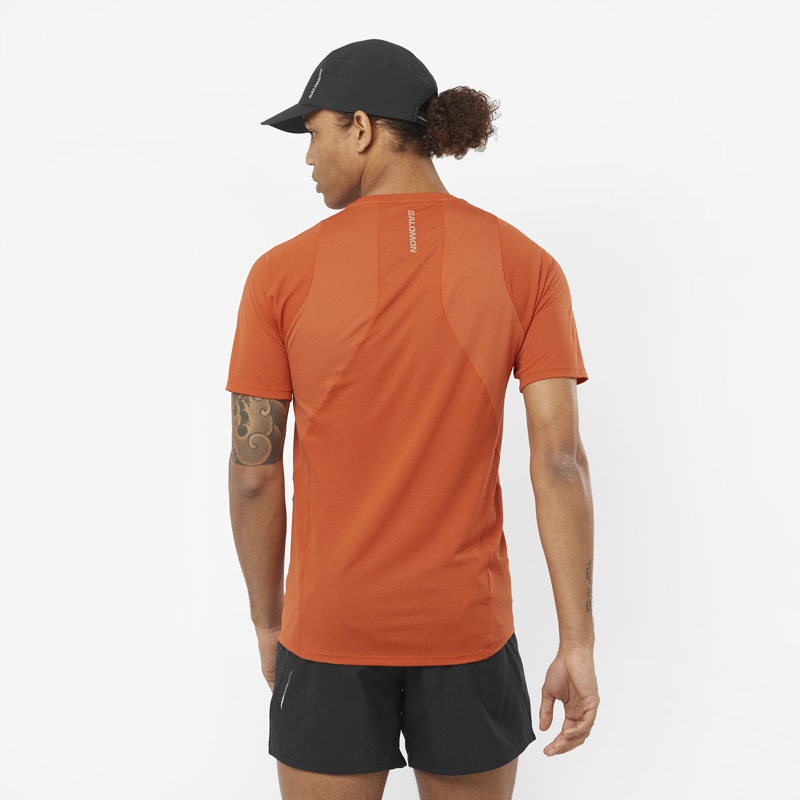 Salomon Sense Aero SS Tee Men's Running T-Shirt in Burnt Orange-4